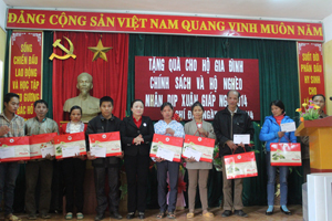 Đồng chí Đinh Thị Đào, Chủ tịch Hội CTĐ tỉnh trao quà cho các hộ nghèo và nạn nhân chất độc da cam trong dịp Tết Nguyên đán Giáp Ngọ 2014.

